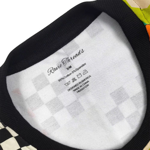 Midnight Fleur Women's Quilted Style Checkered Cotton Crewneck Sweatshirt