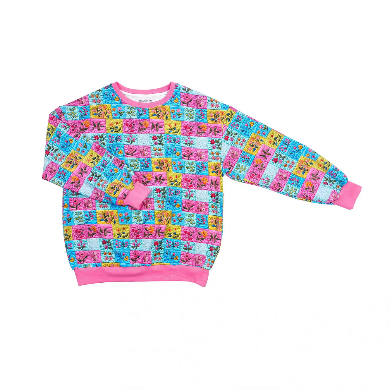 Petite Fleur Quilted Women's Cotton Crewneck